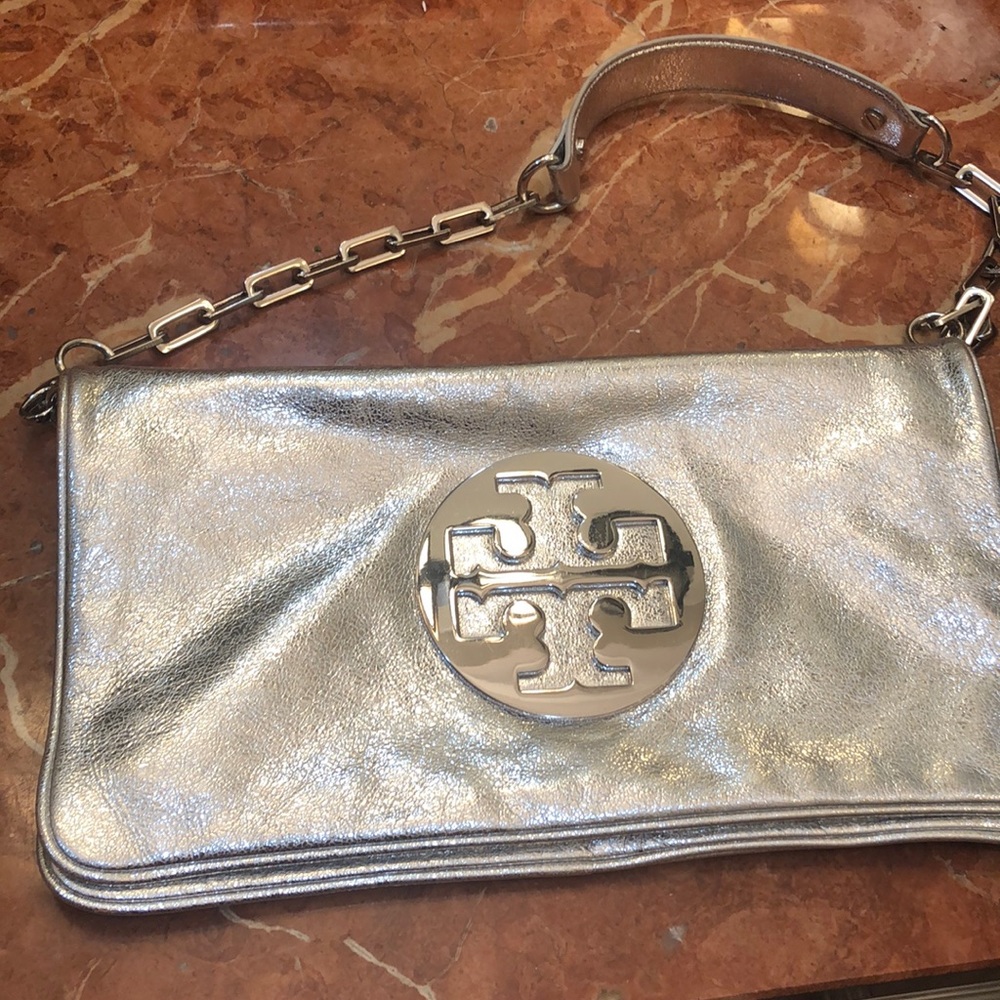 Tory Burch metallic clutch